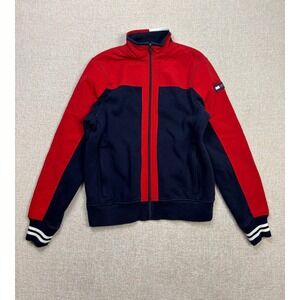 Tommy Hilfiger Mens Colorblock Full Zip Track Jacket Red Navy Blue Small
